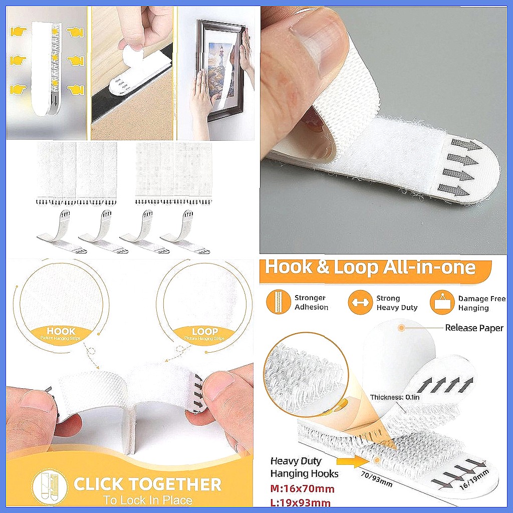 Picture Hanging Strip - 12 paia di strisce adesive resistenti